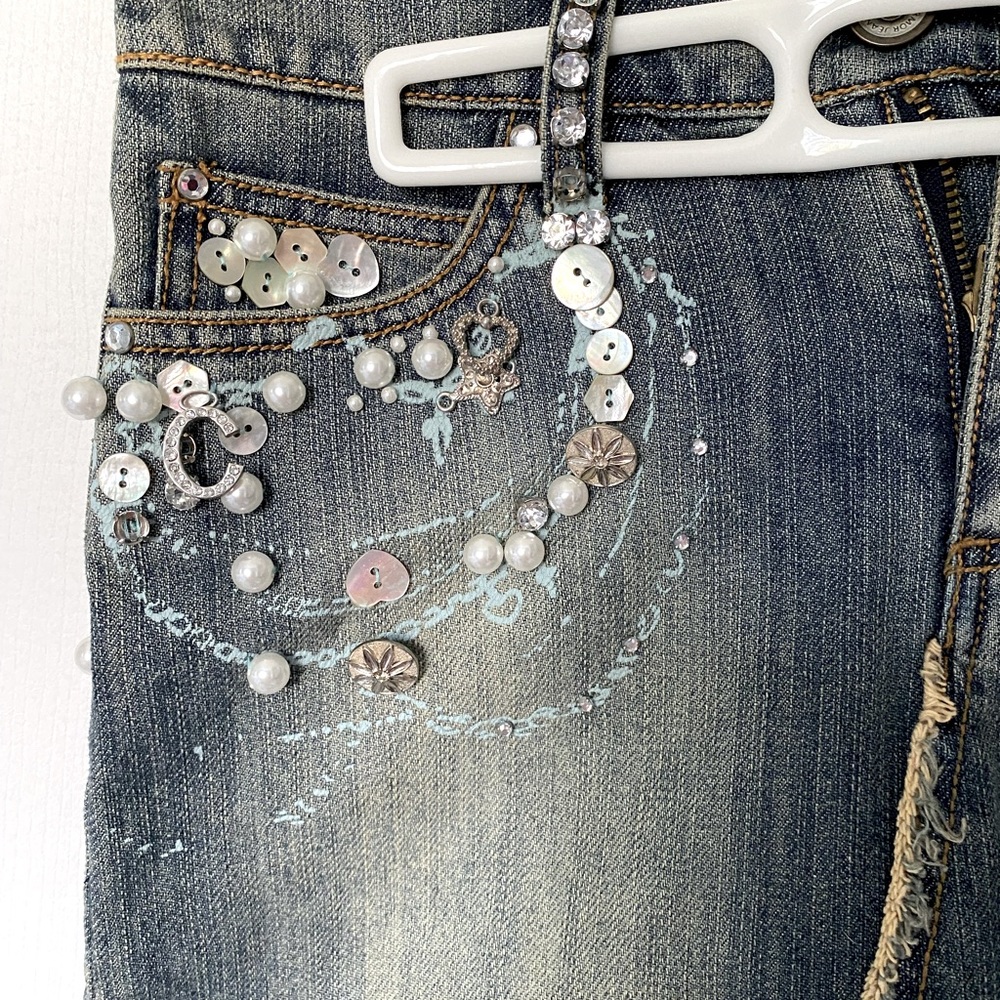 Embellished Blue Jeans skirt vintage